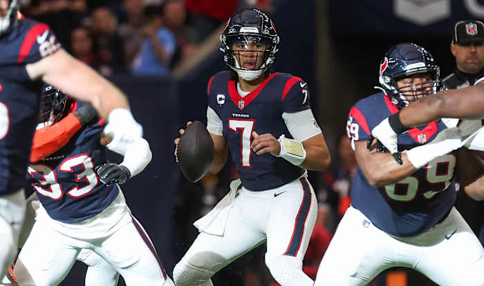 Texans quarterback C.J. Stroud in a 2024 AFC wild card game against the Cleveland Browns at NRG Stadium.